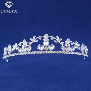 

CC Crowns Hairbands Simple Design Elegant Crystal Pearl Queen Crown Wedding Hair Accessories For Bridal Engagement Jewelry HG811