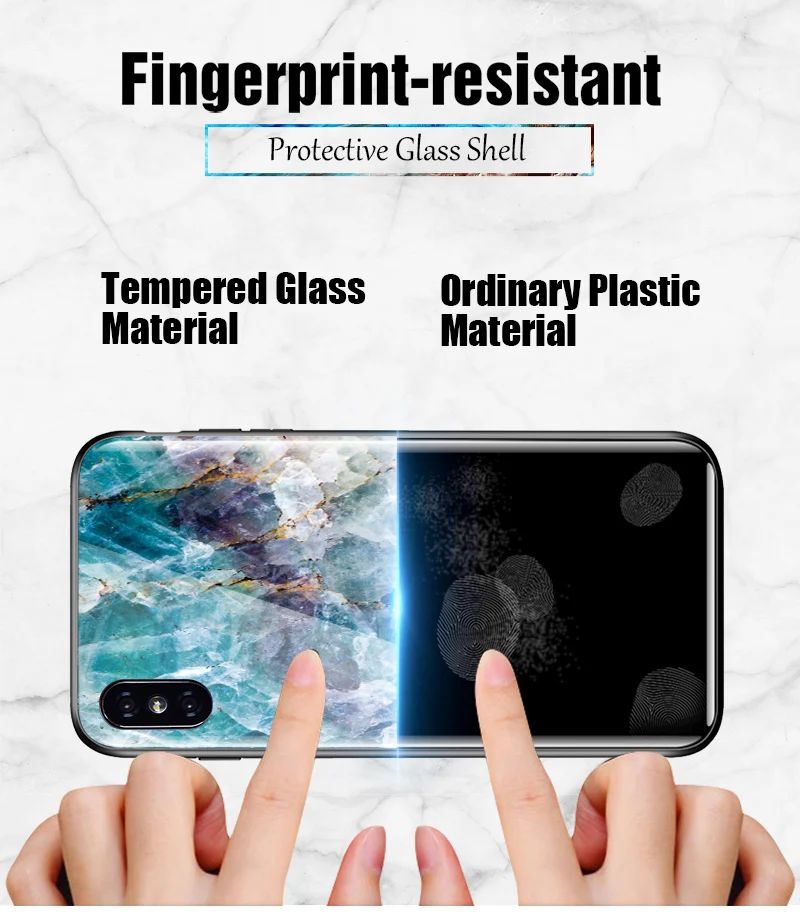 TOMKAS Luxury Marble Phone Case for iPhone X 10 Tempered Glass PC Agate Back Cover Silicone Soft Edge Coque Case for iPhone X (11)