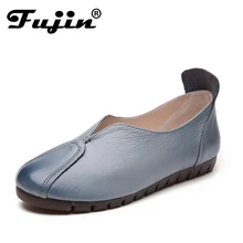 Fujin/Коллекция года; сезон весна-осень; женские лоферы из натуральной кожи; модная обувь на плоской подошве; цвет серый, белый, черный; женские слипоны; лоферы; повседневная обувь