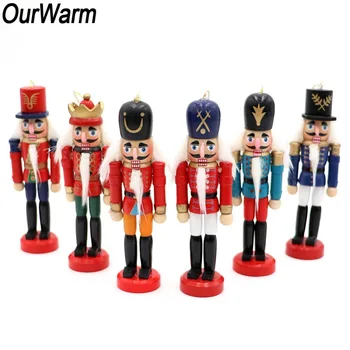 

OurWarm 6pcs Wood Christmas Decoration Nutcracker Party Favor Hanging Christmas Tree Nutcracker Ornaments Table Decor Band Dolls