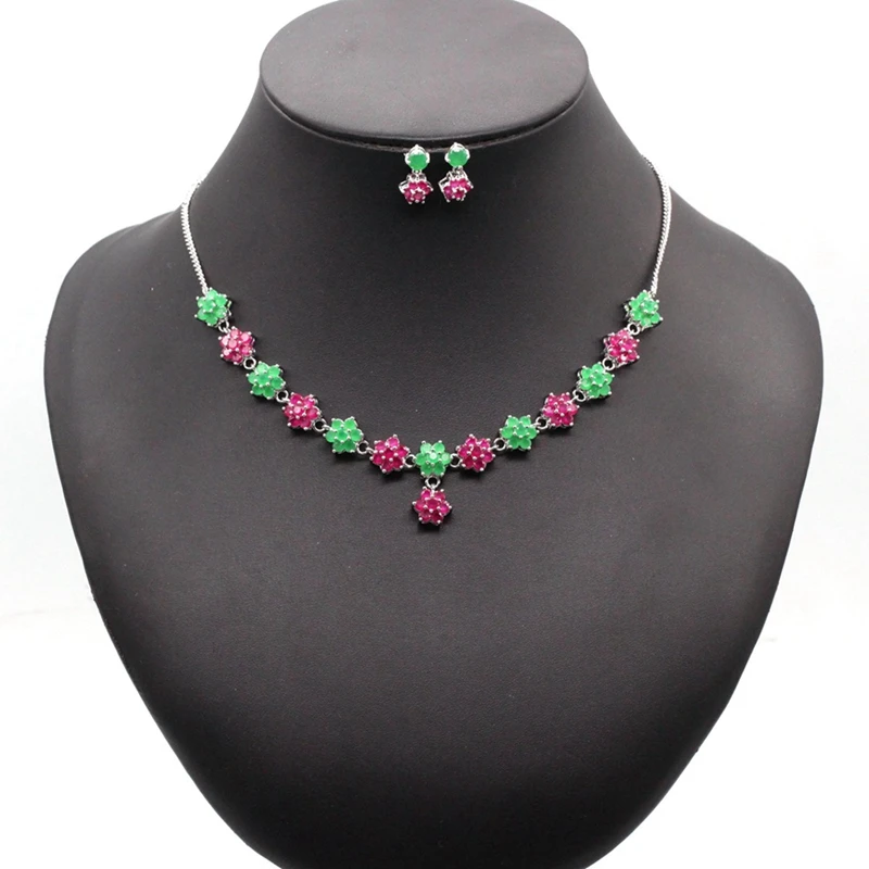 

JINYAO Luxury Wedding Bridal Jewelry Sets Gold Color Flowers Red Green Zircon Wedding Jewelry Necklace Sets for Women