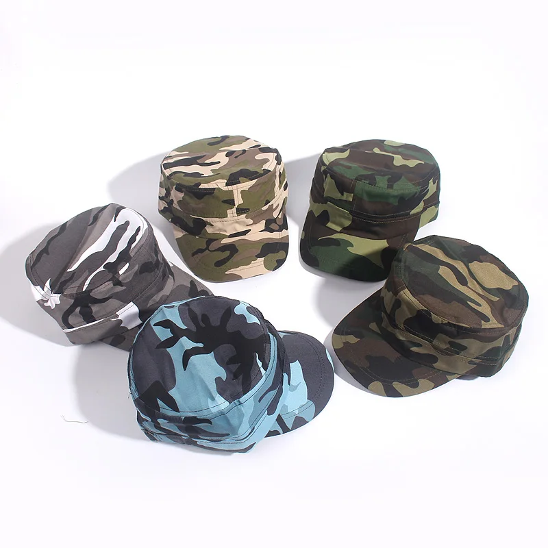 Classic Military Caps Fitted Flat Top Baseball Caps Army Camouflage Sun Hats Outdoor Sports Camping Style