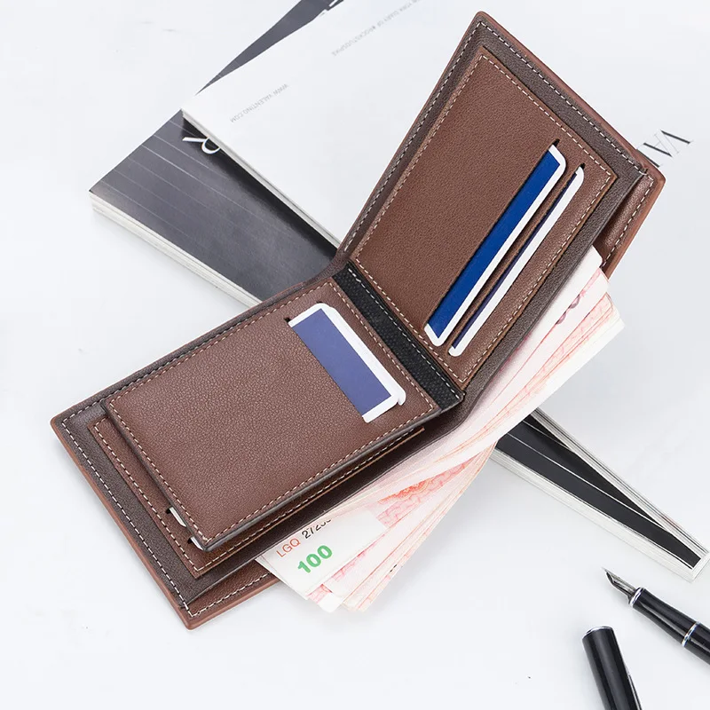 2019 New Fashion PU Leather Men's Wallet With Coin Bag No Zipper Money Purses Dollar Slim Purse New Design Money Wallet 101Q