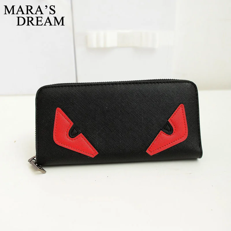 

Mara's Dream 2019 Fashion New Personality Stitching Monster PU Cross Pattern Long Section 1 Fold Women's Casual Wallet Handbag