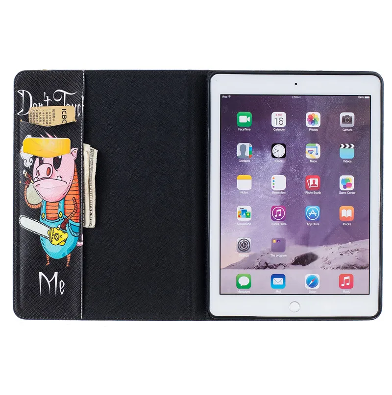 Cute Bear Case PU Leather For Ipad Air 2 Case Butterfly Flower Stand Tablet Cover 9.7 Inch Wallet Fip Case For Apple Ipad 6 Case (78)