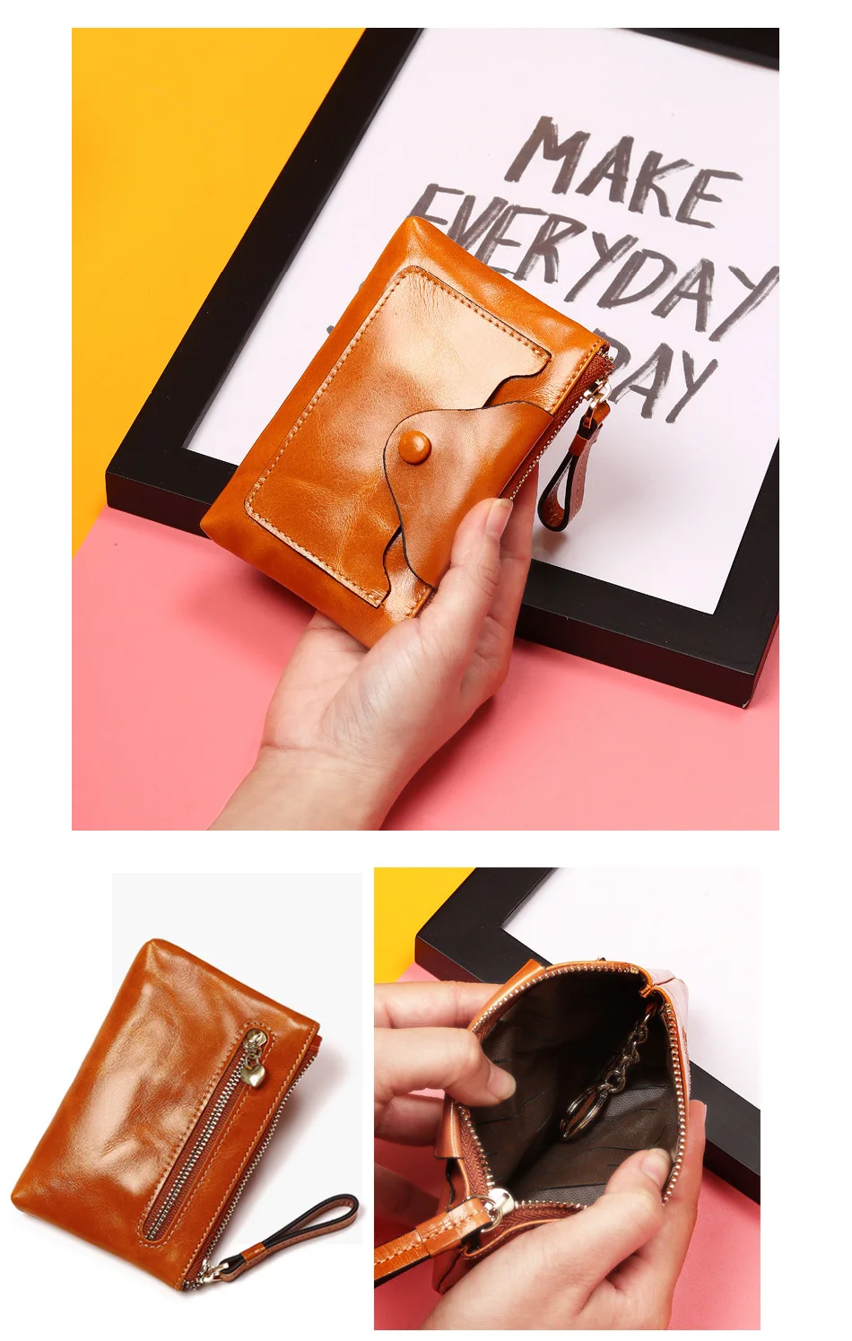 Zency натуральная кожа модный коричневый женский короткий кошелек с застежкой на молнии Роскошный кошелек для монет держатель для карт Passcard карманный черный
