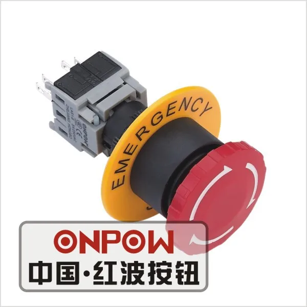 ONPOW 16mm 12V 24V 220V Red LED light 1NO1NC/ 2NO2NC Plastic Emergency Stop Push Button Switch (LAS1-BY-TSA/R/S10) | Обустройство