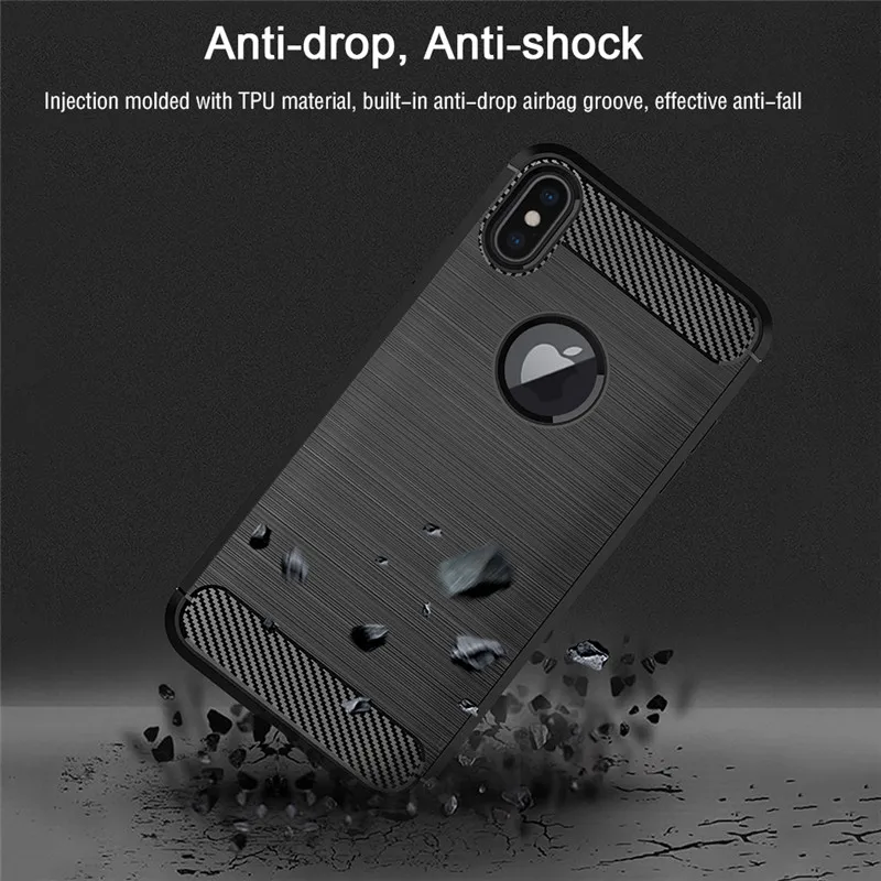 Прочный бронированный чехол для iPhone 7 8 Plus X XR XS MAX samsung Galaxy S10 S10e противоударной защитной плёнки для углеродное волокно телефонные чехлы