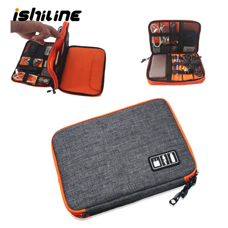 طبقة مزدوجة السفر كابل يو اس بي حقيبة التخزين أداة المنظم الإلكترونية الرقمية كيت الحقيبة باد سماعة شاحن أسلاك حقيبة التخزين