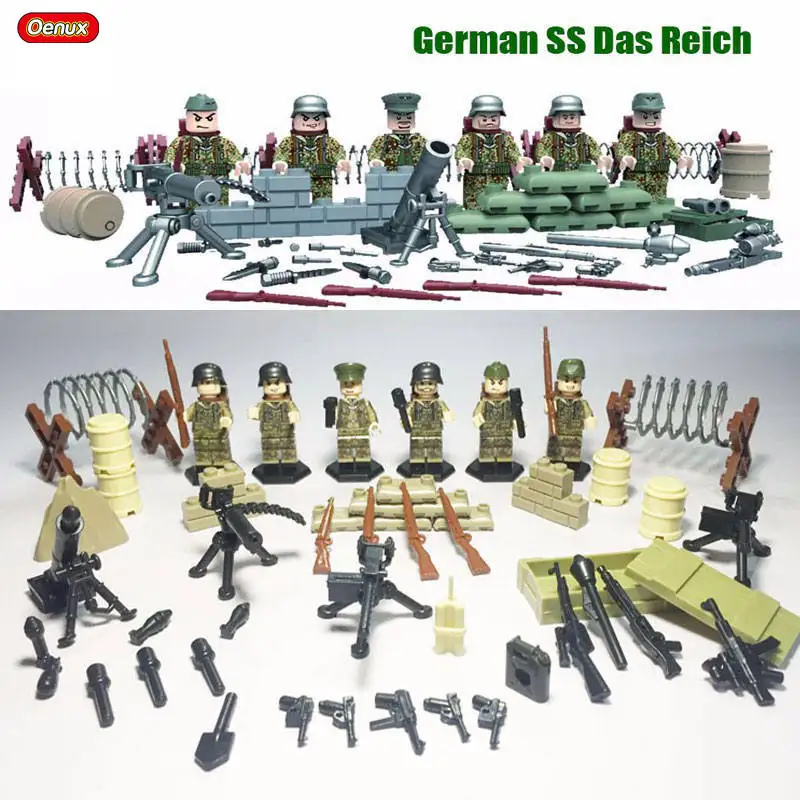 

Oenux 6PCS World War 2 Series Battle of Kharkov Eastern Front Model Military Army Soldier Figures Building Blocks Set Kids Toys