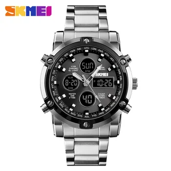 

SKMEI Mens Watches Top Luxury Brand Sports Watch Countdown Stainless Steel Strap Quartz Wristwatch Men Clock Relogio Masculino