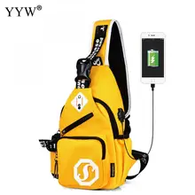 Холст мужская сумочка USB зарядка интерфейс Мужской груди мешок плеча поясные сумки на молнии Crossbody сумка Sacoche Homme