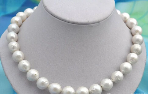 

0002447 14mm round white reborn keshi pearl necklace (A0322)