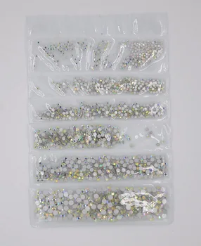 

Crystal AB SS3-SS10 Mix Sizes 1700PCS/Bag Nail Art Decorations Glass/Crystal Non HotFix Rhinestones