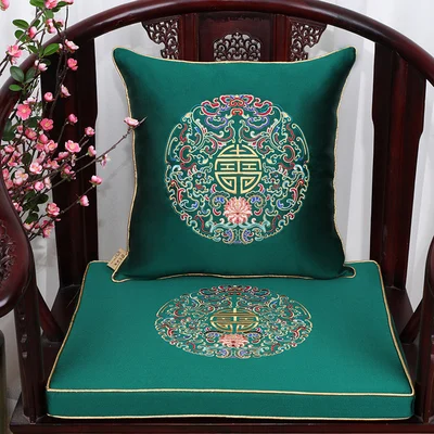 Роскошные утолщенные подушки для стула, подушки для сиденья, домашний декор, китайская хлопковая льняная подушка для поясницы, Высококачественная Рождественская подушка - Цвет: Зеленый