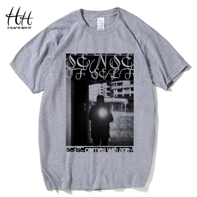 HanHent уличная Мужская футболка хлопок серый короткий рукав топы тройники Новая мода Harajuku стиль США футболка High Street