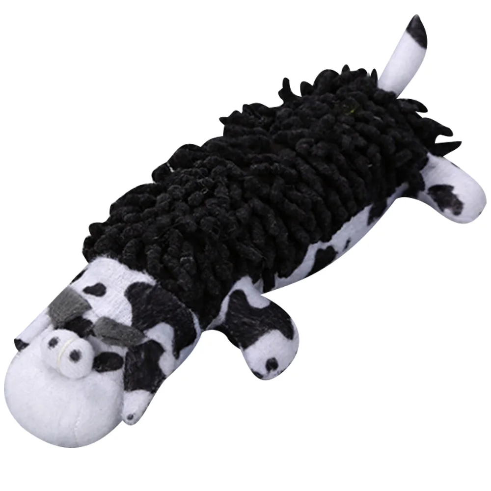 

Creative Lovable Interactive Sounding Plush Toys Cute Vocal Mop Velvet Cow Plush Stuffed Pet Toys For Dog Cat Long Tail