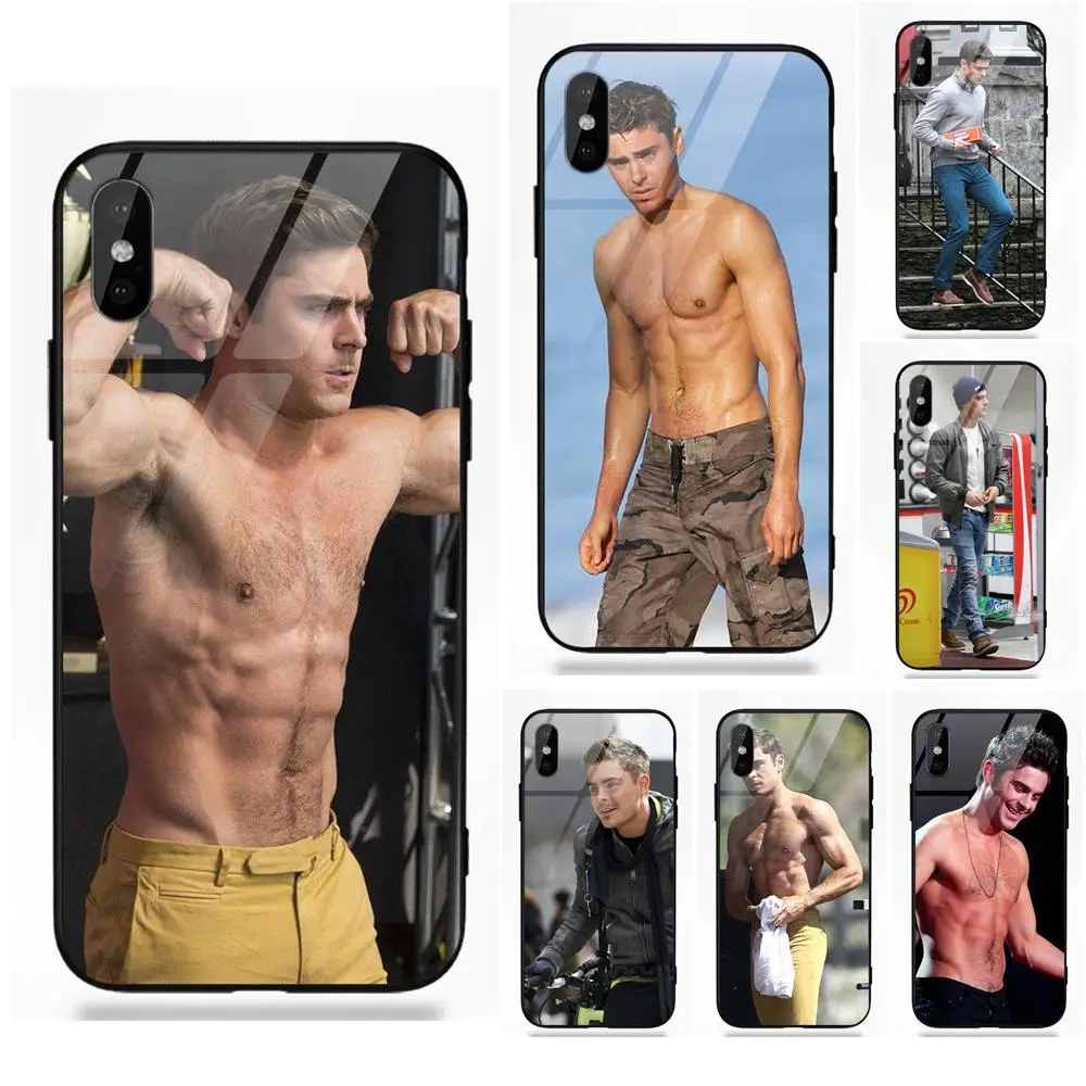 Soft TPU Frame+Tempered Glass Case Accessories Zac Efron Douchey Picture For Apple iPhone 5 5C 5S SE 6 6S 7 8 Plus X XS Max XR | Мобильные