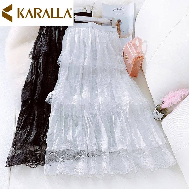 Многослойная Лоскутная кружевная юбка летняя шифоновая Милая женская юбка модная женская повседневная юбка C1444