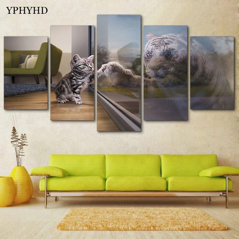 Buy YPHYHD 5 Piece Cats Tigers Paintings HD Prints