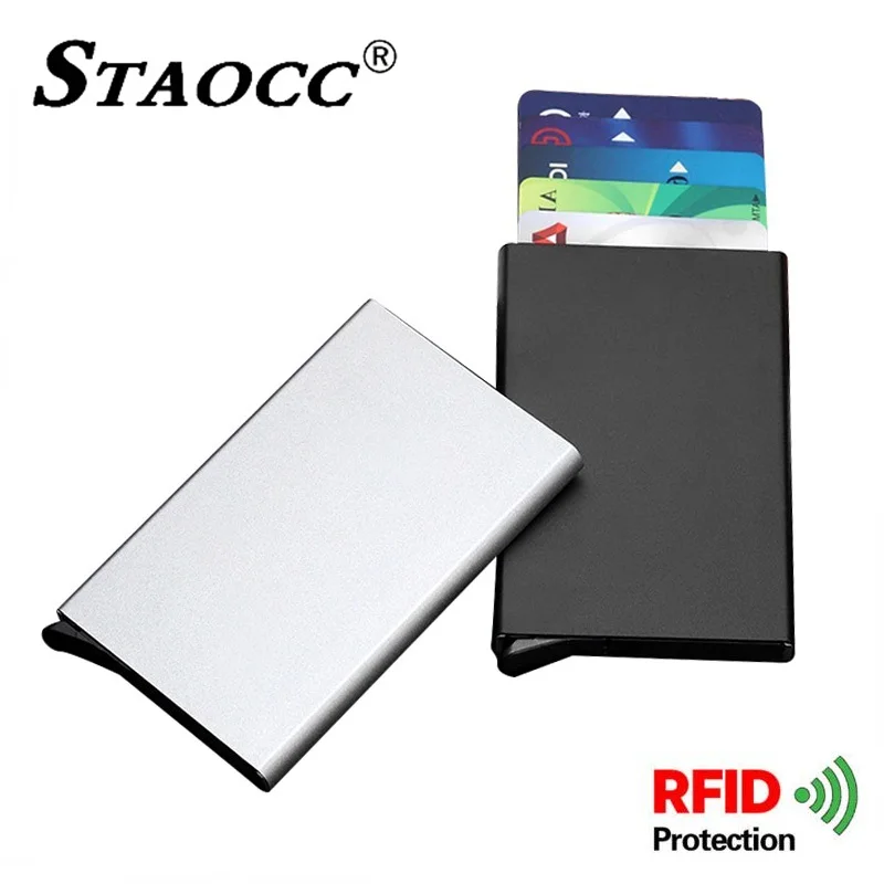 

Metal Rfid Business ID Credit Card Holder Thin Wallet Women Pocket Case Bank Credit Card Package Case Card Box Porte Carte Homme