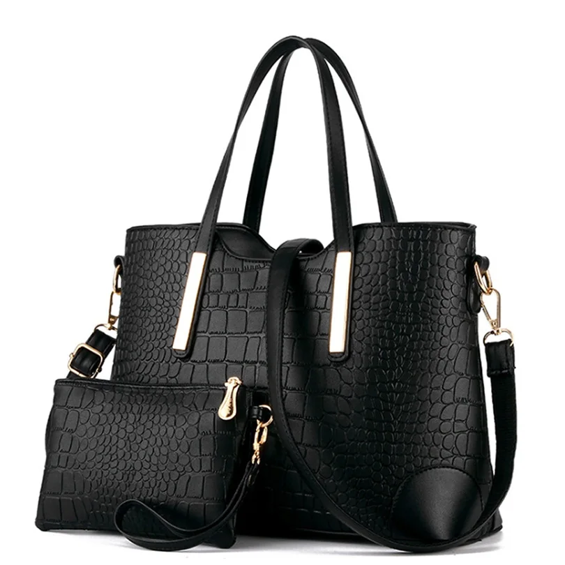 Luxury Crocodile Big Composite Women Handbag Famous Brand Design Bucket Tote Solid Fashion Shoulder Bag Elegant Lady DXF02