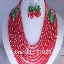 Очаровательные Проводные красные и зеленые Кристальные украшения из цветов наборы для африканская Свадебная вечеринка подарок
