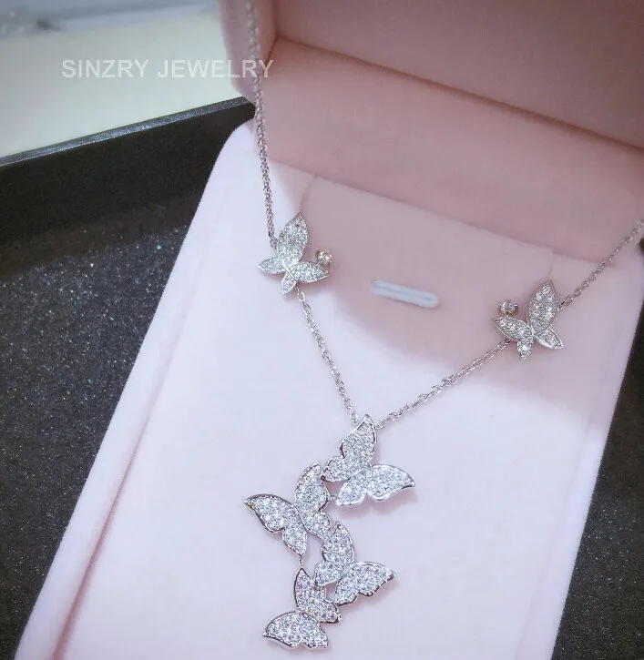SINZRY,, изысканный ювелирный набор, прозрачный белый кубический циркон, милые бабочки, чокеры, ожерелье, серьги, ювелирный набор, женский подарок