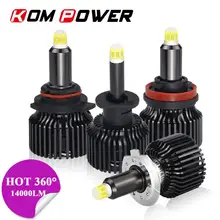 Kom Power 14000LM 4300K светодиодные H7 фары лампы 360 H1 светодиодный H11 6000K H8 H9 9005 HB3 9006 HB4 9012 HIR2 Авто фары led lamp Turbo лампы диодные H7 светодиодный свет для автомобиля