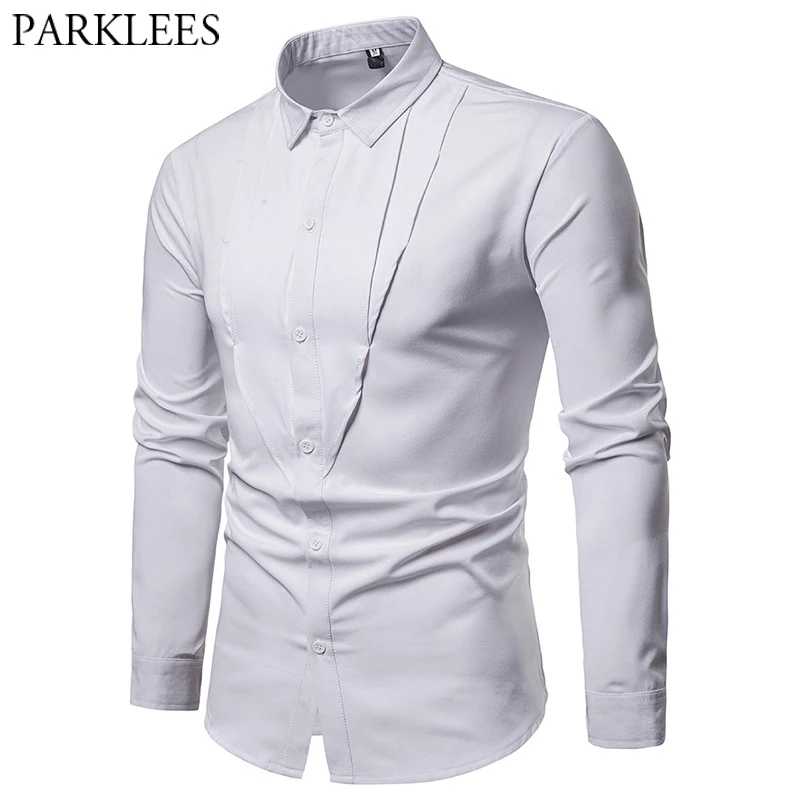 Aliexpress.com : Buy Mens White Wedding Dress Shirt Casual Slim Fit ...