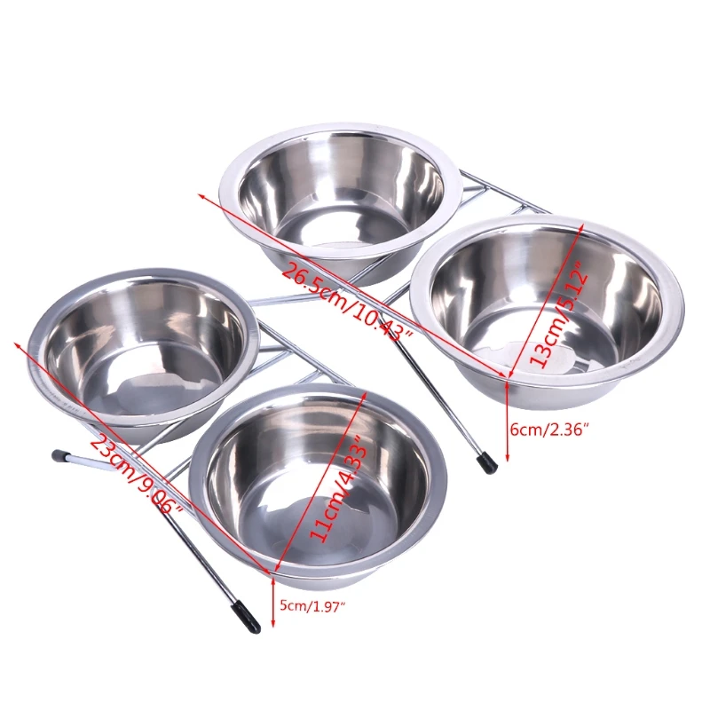Dog Bowl Stainless Steel Double Pet Bowls Travel Water Food Feeding Feeder Non Slip With Station for Puppy Dog Cat Supplies C42 - Image 3