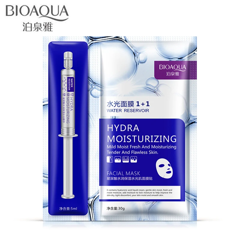 

New Arrival Hyaluronic Acid Moisturizing Essence + Facial Mask Sheet BIOAQUA Masks Beauty Skin Care Face Mask Wet Hydra Moisture
