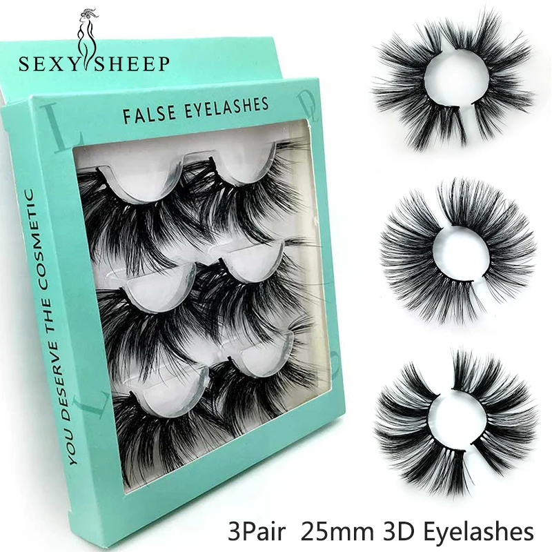 

3D Faux Mink Lashes 25mm Hand Made Luxury Eyelashes Dramatic Volume Eyelashes Extension False Eyelashes Long Makeup Beauty