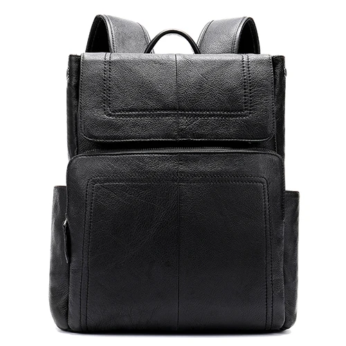 Модный мужской рюкзак из натуральной кожи, мужской высококачественный рюкзак для ноутбука 14, рюкзак для ноутбука, дорожная школьная сумка, Мужская 6115 - Цвет: 6115A2Black