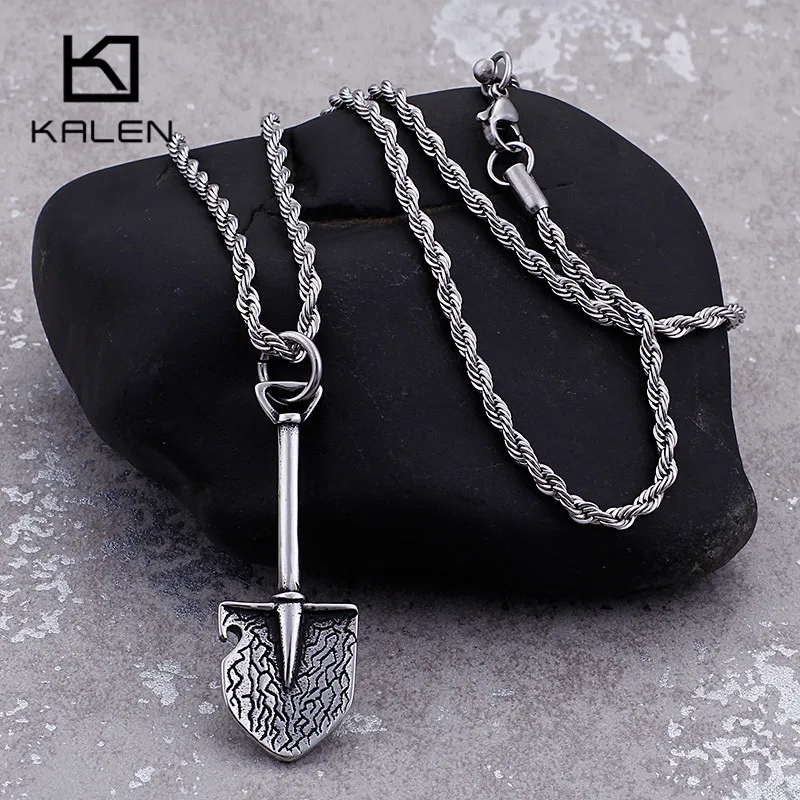 KALEN Creative Tool Shovel Pattern Pendant Necklace For Men Stainless