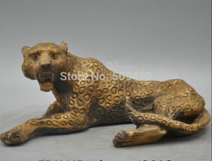 

11" Bronze Ferocious Animal Cheetah Leopard Rare Species Sculpture Statue