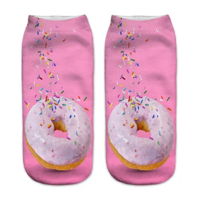 Женские забавные носки с 3d принтом милые модные короткие носки с мультяшным рисунком Повседневные Дышащие Короткие носки - Цвет: Розовый