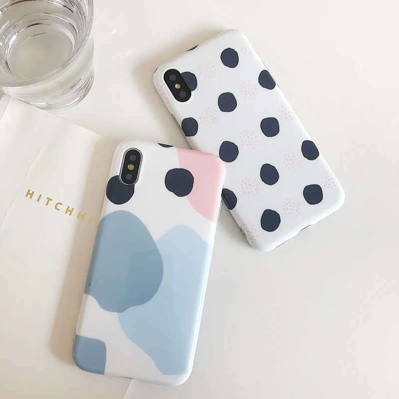 

Cyato white black bot Phone Case For iphone X Case Fashion Glossy Cover For iphone 6 6S 7 8 Plus Case Cute ink graffiti Capa