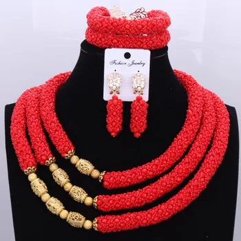 

Dubai Gold Wedding Set Red For Women Costume Bridal African Gold Jewelry Set 3 Layers Indian Jewellery Set Free Shipping 2018