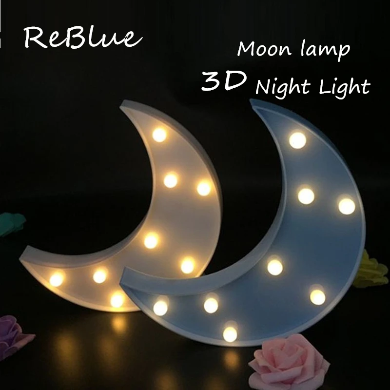 ReBlue Abajur 3D свет люминария ночник Луна фламинго кактус Единорог облако огни лава