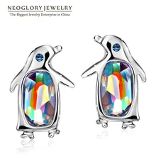 Neoglory, австрийские кристаллы и стразы, милые пингвины, серьги-гвоздики для женщин, для девочек-подростков, Модный Ювелирный камень, подарок, новинка