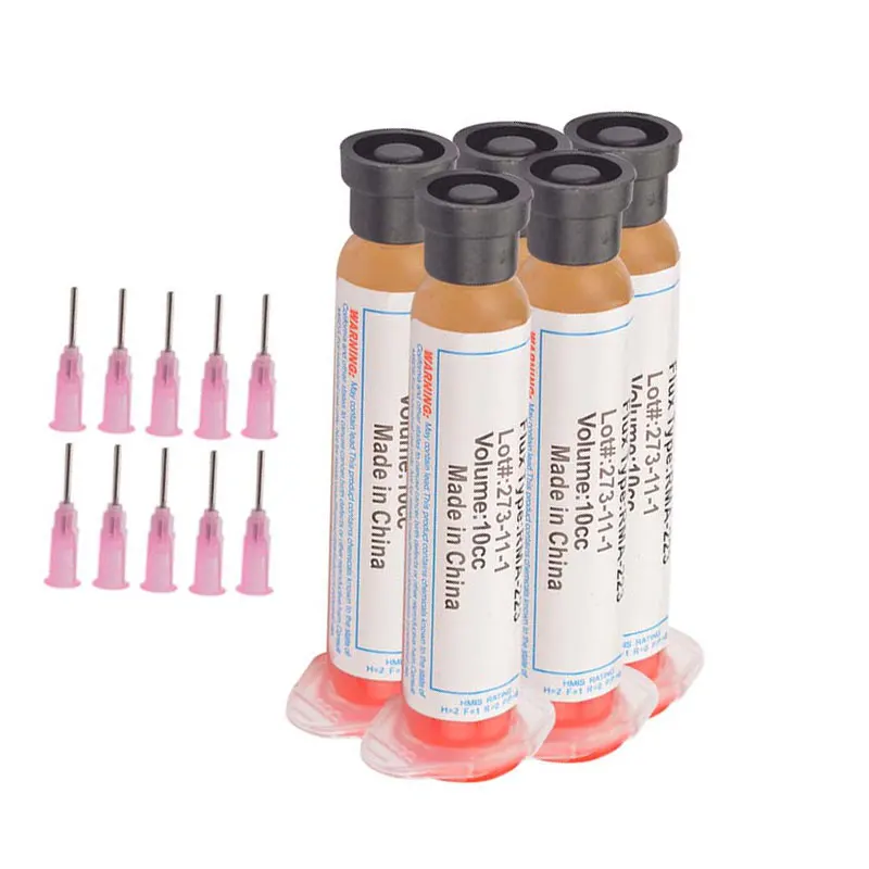 5pcs 10cc Solder Soldering Paste Flux Grease with 10pcs Needle RMA223