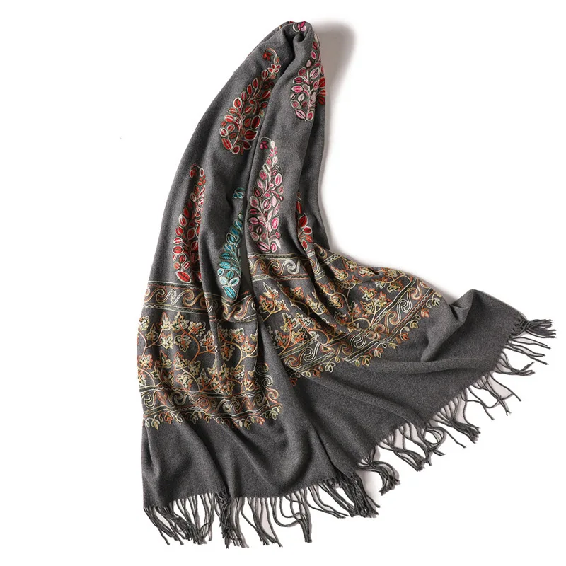 RUNMEIFA Модные женские вышитые шали из искусственного кашемира зимние теплые fulards Femme мягкая элегантная шаль женские шарфы