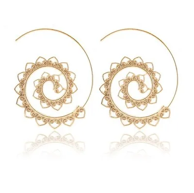 

Bohemian Ornate Swirl Hoop Gypsy Indian Tribal Ethnic Earrings Big Round Geometric Boho Earrings for Women Jewelry Gold Silver