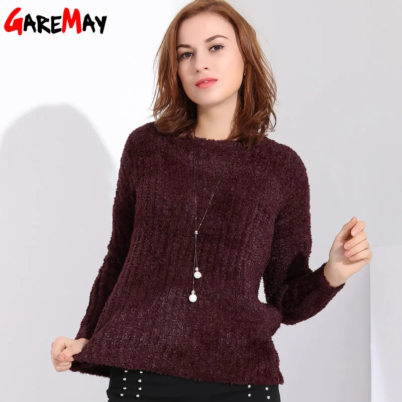 

Garemay Winter Female Coat 2018 Long Sleeve Casual Pullover Women Jumpers Knitted Sweater Female Pull Femme Hiver Knit Top