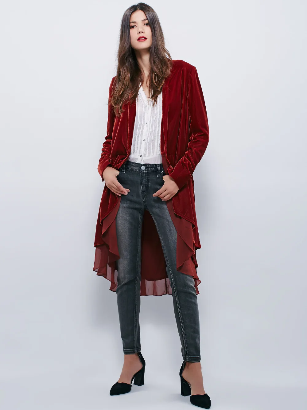 Women Coat Fashion Bohemian Style Long Coat Elegant Velvet Jacket