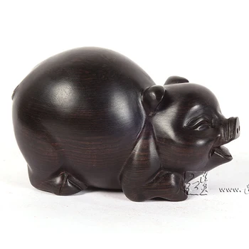 

Home Living Room Desktop Decoration Ebony Solid Wood Hotel Lobby Desk Ornaments Office Table Accessories Antique Carve Lucky Pig