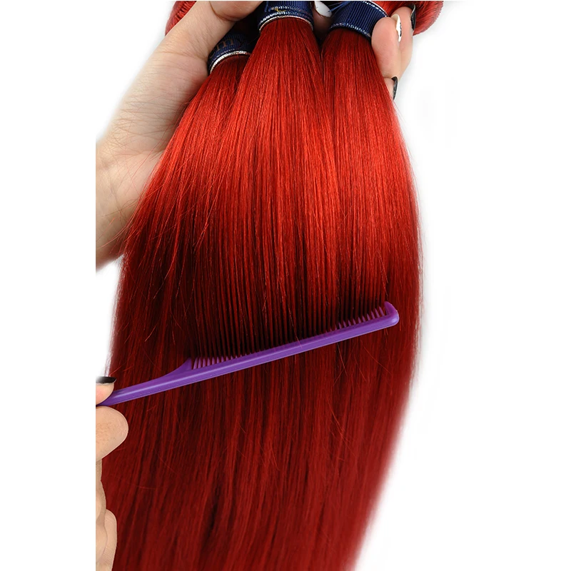 Remyblue Burgundy Bundles pelo humano indio 3 paquetes de armadura de pelo liso rojo Bold paquetes de Cabello 100% Remy grueso trama No derramamiento