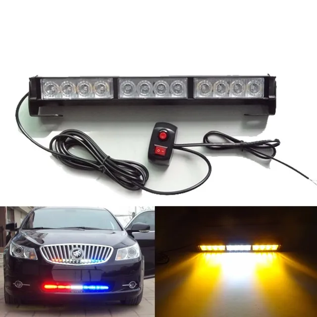 12v Car Led warning light bar 14 inch Emergency flashing strip light