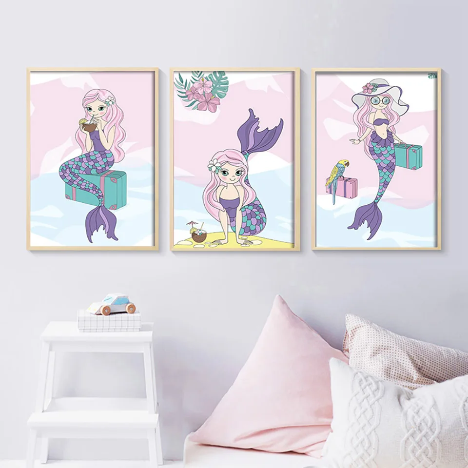TAAWAA-Cartoon-Mermaid-Animal-Canvas-Wall-Art-Nursery-Painting-Poster-and-Print-Nordic-Decorative-Picture-For (2)